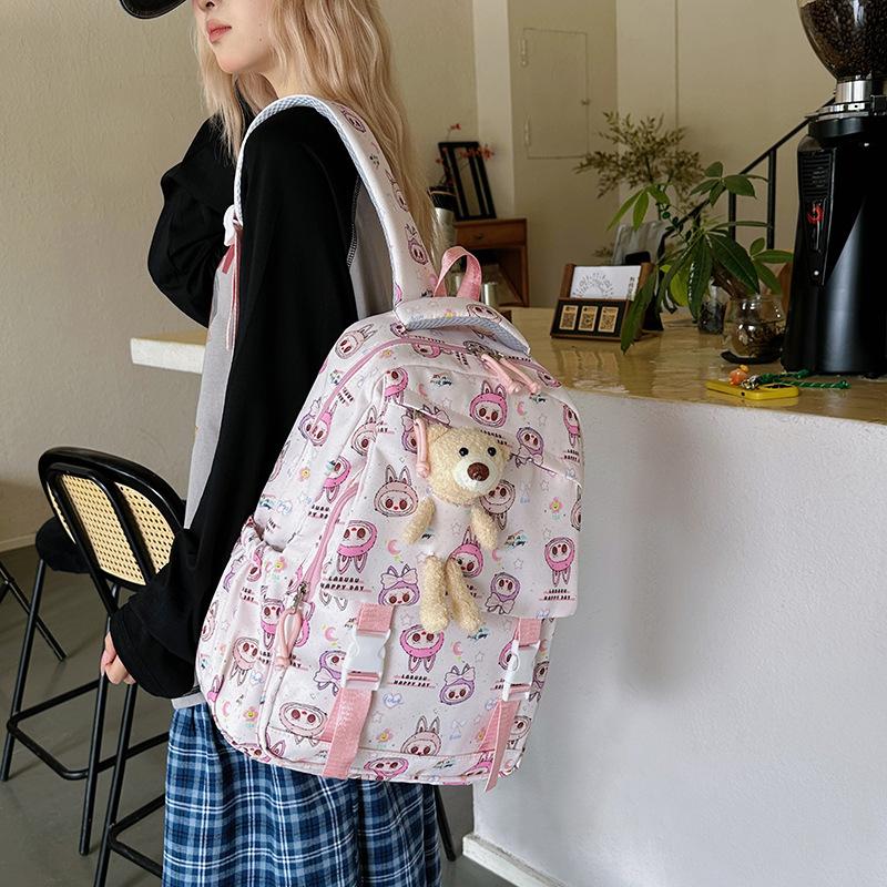 Schoolbag New Large-capacity Backpack Small Schoolbag Student Schoolbag Lightweight Trendy Multi-layer Printing Cute Casual Backpack
