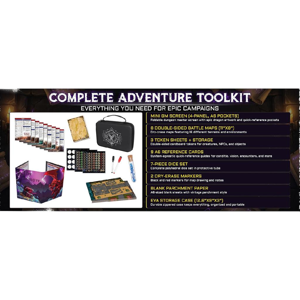 CZYY All-in-One Mini Tabletop RPG Adventure Kit – Compact & Tidy DND Starter Set, Ideal Gift for DMS, Beginners & Travel