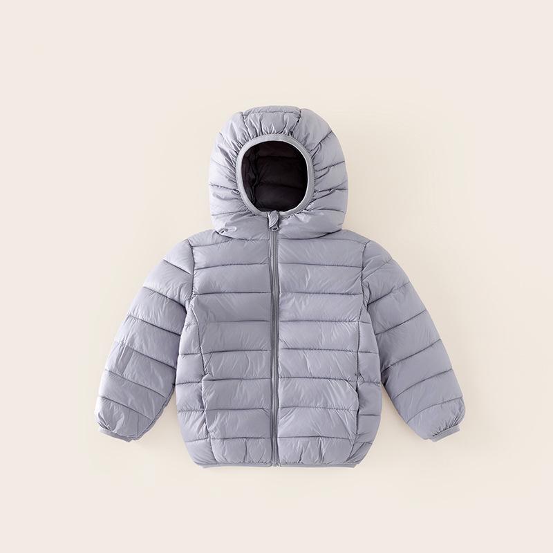 

Детская куртка с капюшоном на хлопковой подкладке для осени/зимы - Легкая верхняя одежда с хлопковой подкладкой для мальчиков 140 cm серый