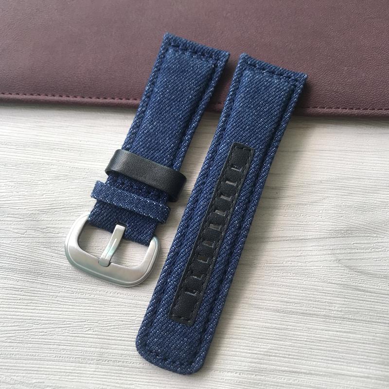 28mm Canvas Leather Cowboy Blue Watch Strap For Seven Friday Watchband P3C/04 09 Mechanical Series Waterproof Wristband Bracelet