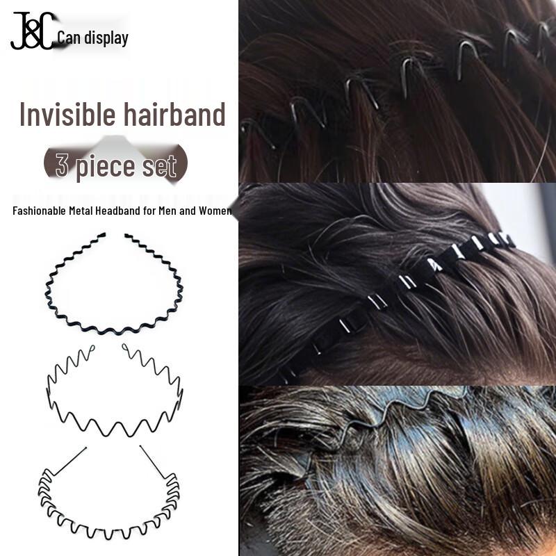 Unisex Anti-slip Wave Invisible Hairband 3-Piece Set