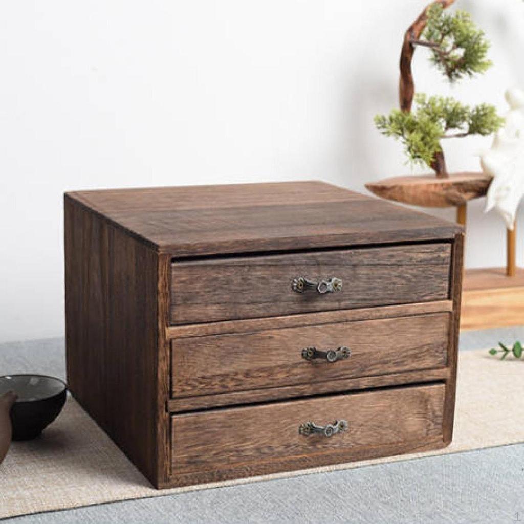 Drawers Storage Box Cosmetic Unique Portable Wooden Case Display Cabinet for Living Room