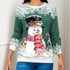 GMXIA Women's Fashion Casual Christmas Print Autumn and Winter Shoulder Print Loose Long Sleeve Round Neck T-shirts and Tops