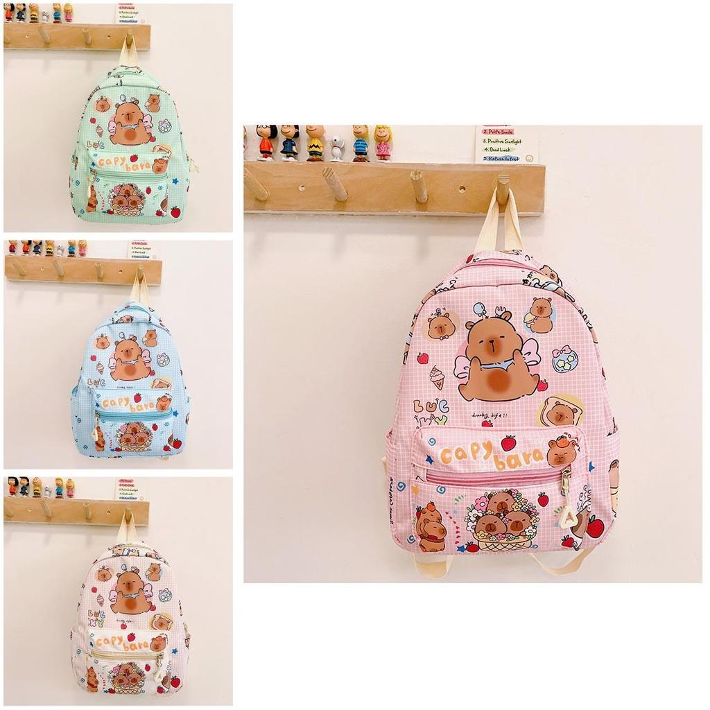 Delightful Capybara Children's Backpack Soft Nylon Material For Comfort And Ease