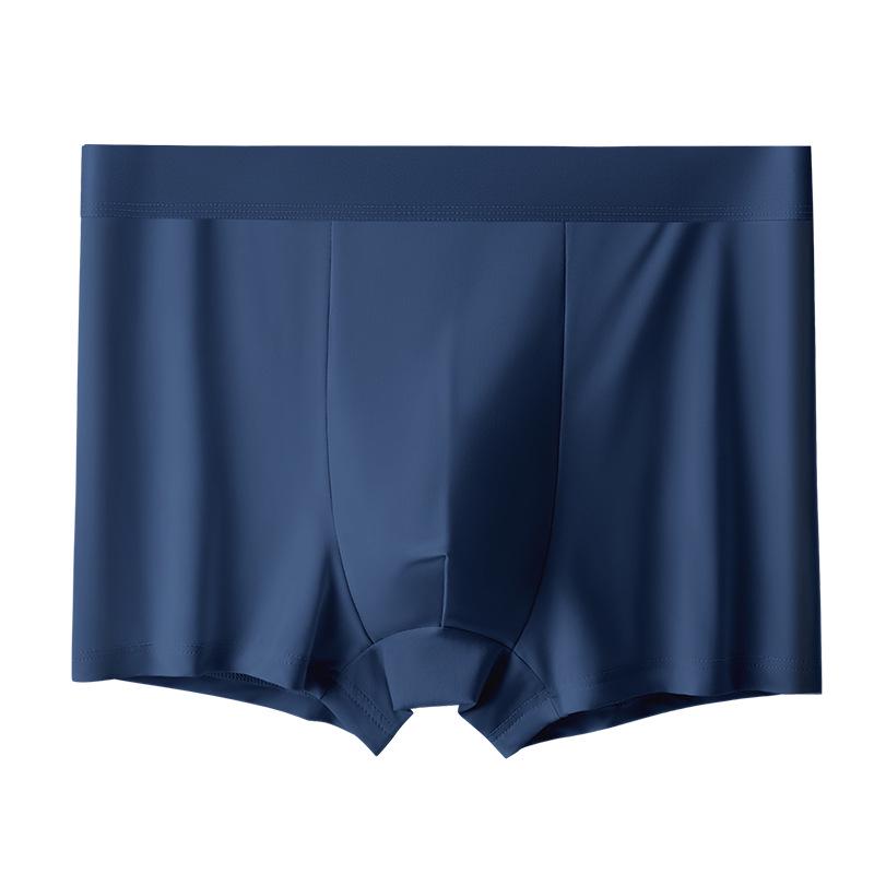 Men's Ice Silk Breathable Mid-Waist Boxers - Solid Color Comfortable Underwear for Boys