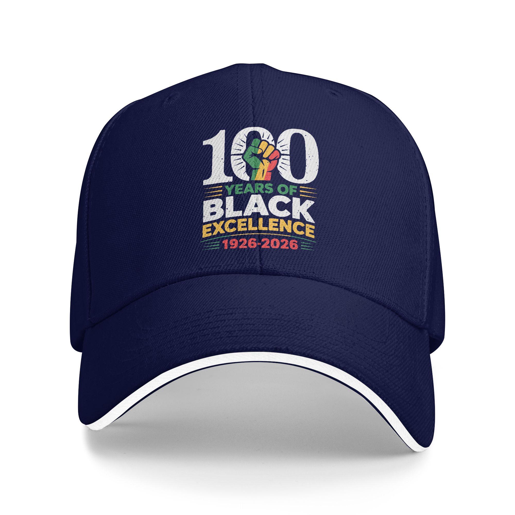 Summer 100 Years of Black Excellence Centennial Black History Month Baseball Cap Kpop Rock Stylish Custom DIY Sun Trucker Ha One Size