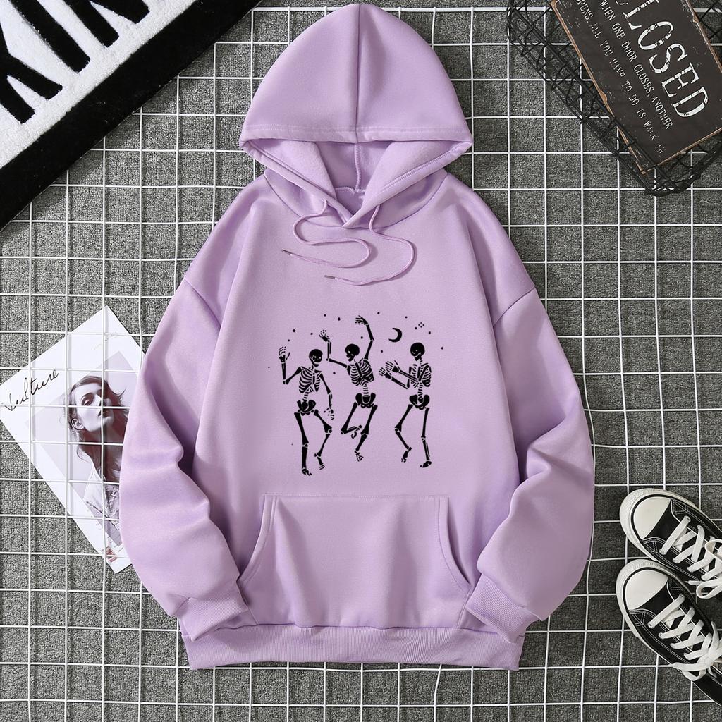 Mingxin Cross-border Women's Clothing Supply Chain Halloween Three-person Skull New Sweater Loose Large Size Women's Coat