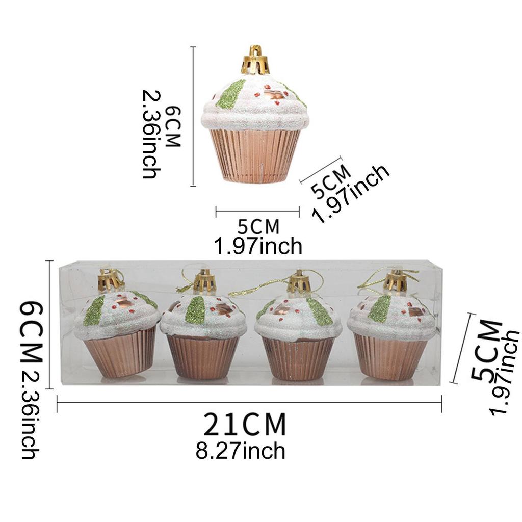 4x Hanging Christmas Tree Ornaments Photo Prop Christmas Cupcake Decorations for Wall Farmhouse Window Gift Wrapping Fireplace