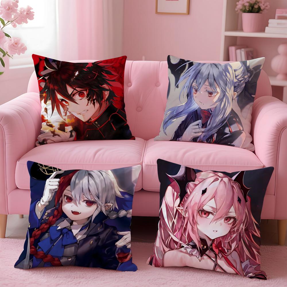 S-Seraph Of The Ends Cushion Cover Comfortable Reversible Pillow Cover Ideal For Car Sofa Bedroom & Beyond