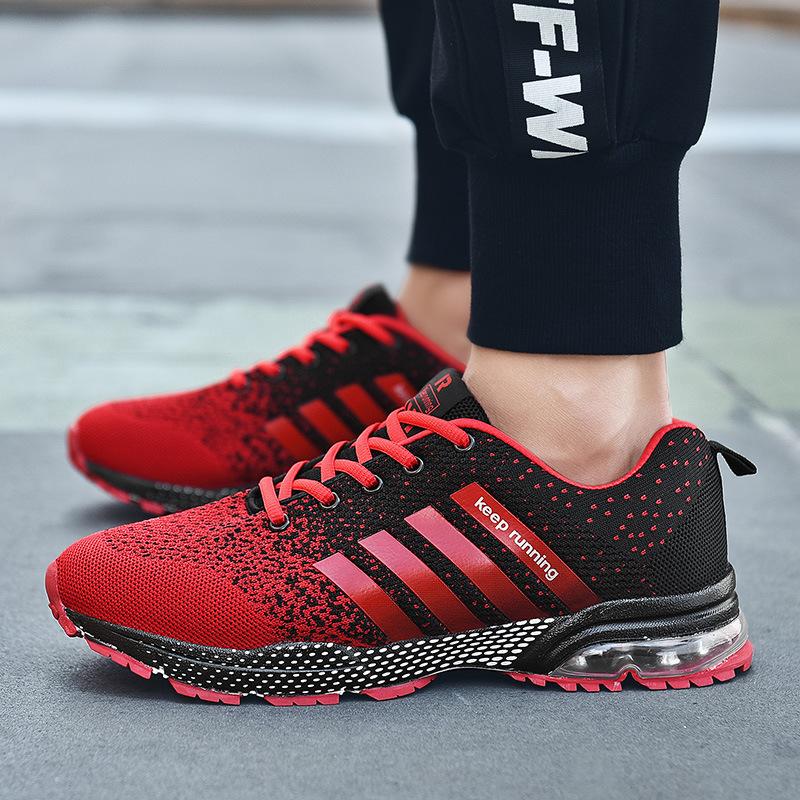 2 new men's shoes air cushion couple sports shoes casual trend flying woven men's running shoes
