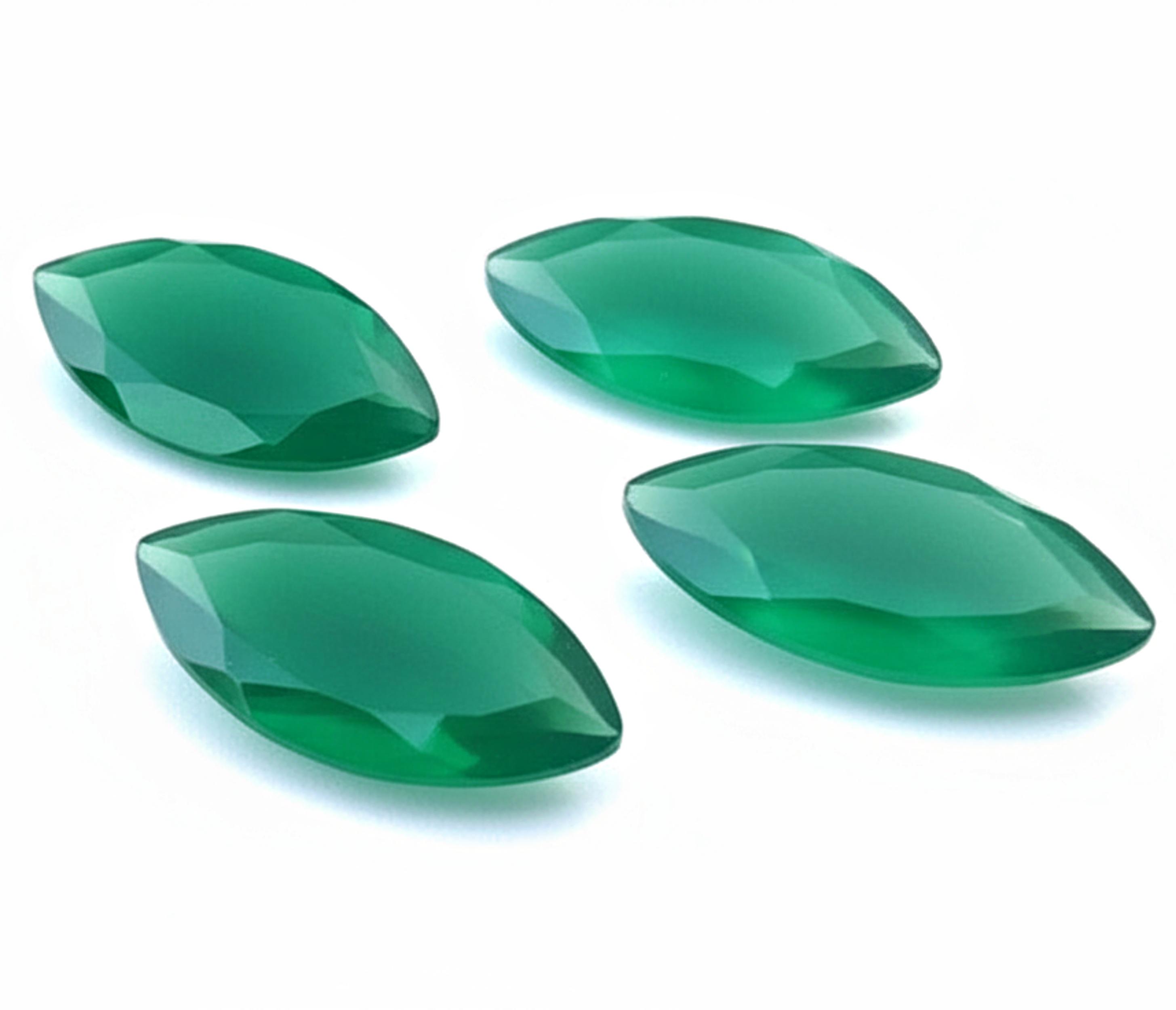 

Натуральный зеленый оникс маркиза кабошоны - Изумрудно-зеленый оникс граненые драгоценные камни 5x10mm зелёный