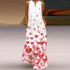 Retro Summer Sleeveless V Neck Multicolor Fashion Maxi Dress