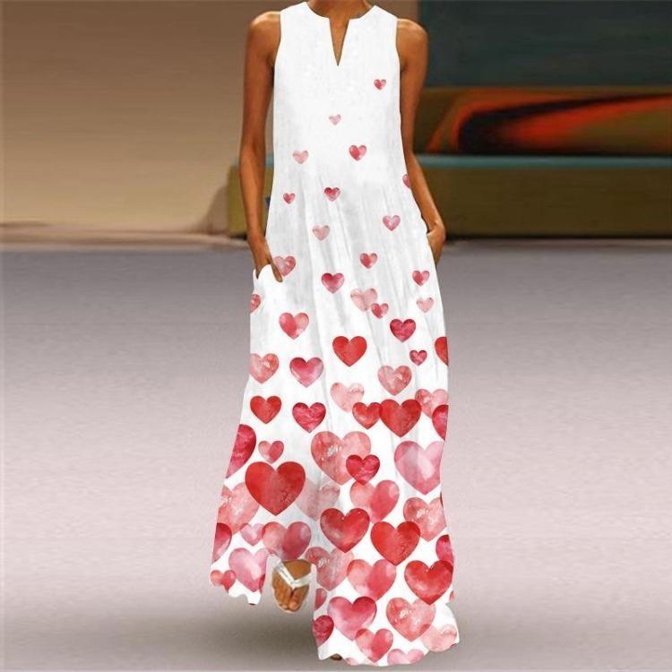 Retro Summer Sleeveless V Neck Multicolor Fashion Maxi Dress