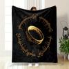 Golden Ring with Elvish Inscription Patterned Blanket, Flannel, Suitable for All Seasons, Home Decor, Warm and Cozy