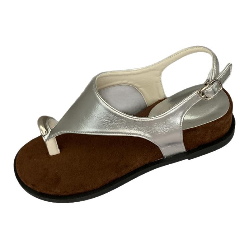 Summer temperament new French Roman shoe cover toe slope heel metal buckle 2025 design niche platform sandals women