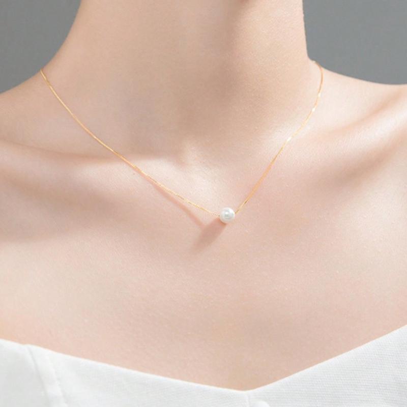 

1 шт. Элегантное ожерелье с золотой цепочкой, украшенное двойным искусственным жемчугом, подходит для повседневной и праздничной носки женщинами A золотой