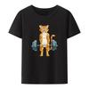 Cute Cat Powerlifting Gym Lover Modal Print T Shirts UnisexShort Sleeve Loose Breathable Camisetas Creative Casual Cool Tops