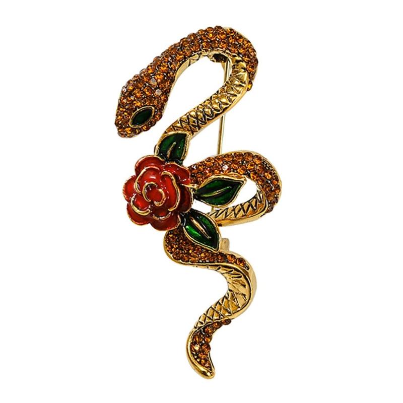Vintage Rose Snake Brooches Artistic Snake Brooch Charm For Women And Men A Perfect Addition To Any Ensembles