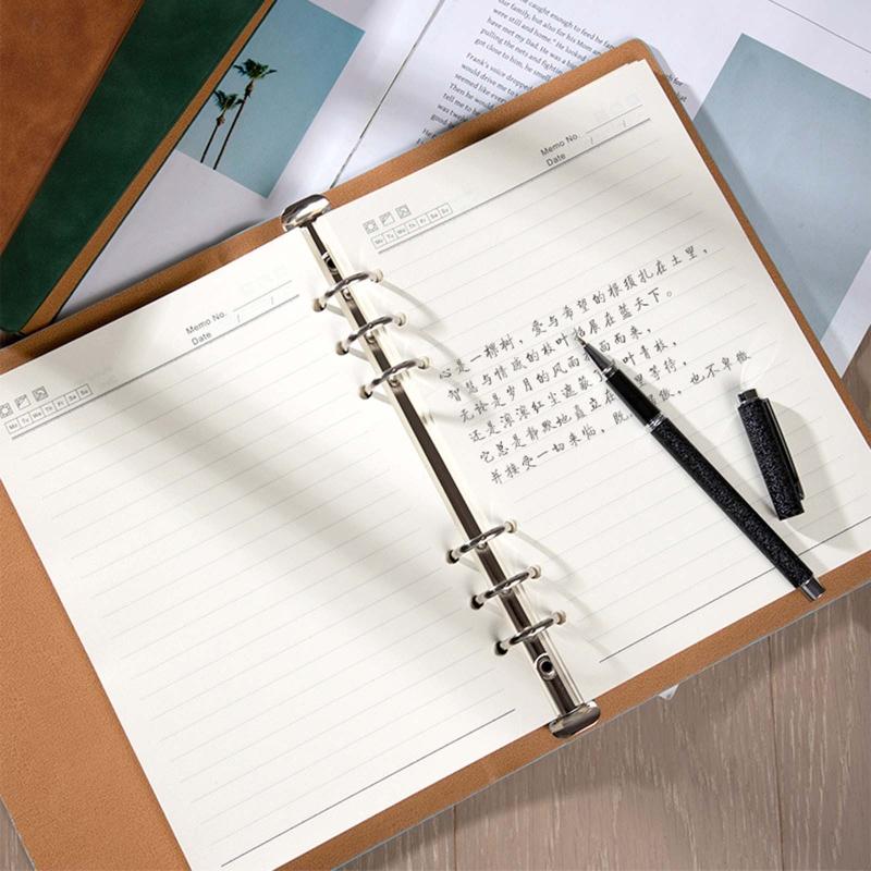 Practical 6 Ring Binder Planner Notebook A5 Refillable Loose Leaf Round Ring Journal Notepad with 100 Sheets Lined Paper