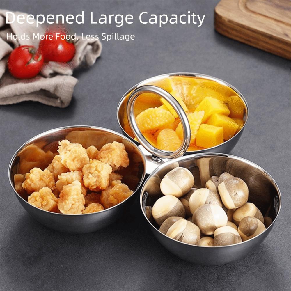 304 Stainless Steel Fruit Plate Circle Ring Handle Appetizer Platter Snack Bowl  Home Kitchen