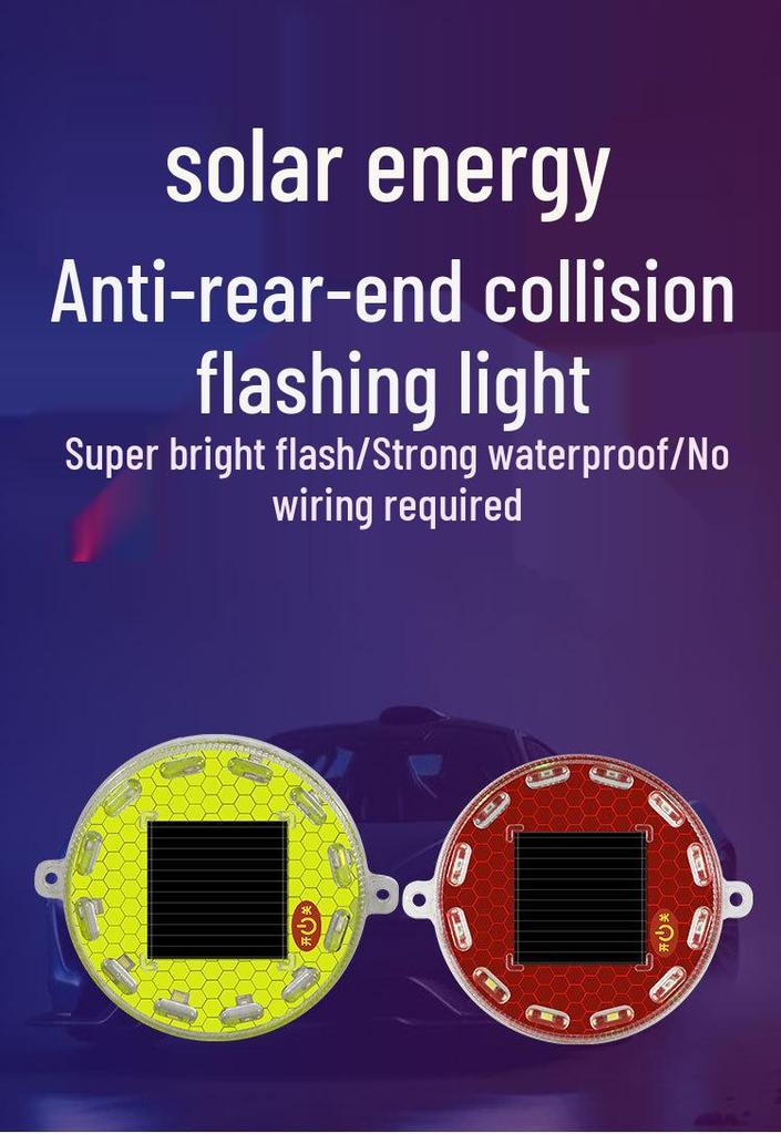 Solar-Powered LED Warning Lights for Cars/Motorcycles - No Wiring Needed