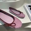 Suede Bow Soft-soled Ballet Shoes for Women 2025 New Fairy Style One-foot Slip-on Round-toe Delicate Single Shoes