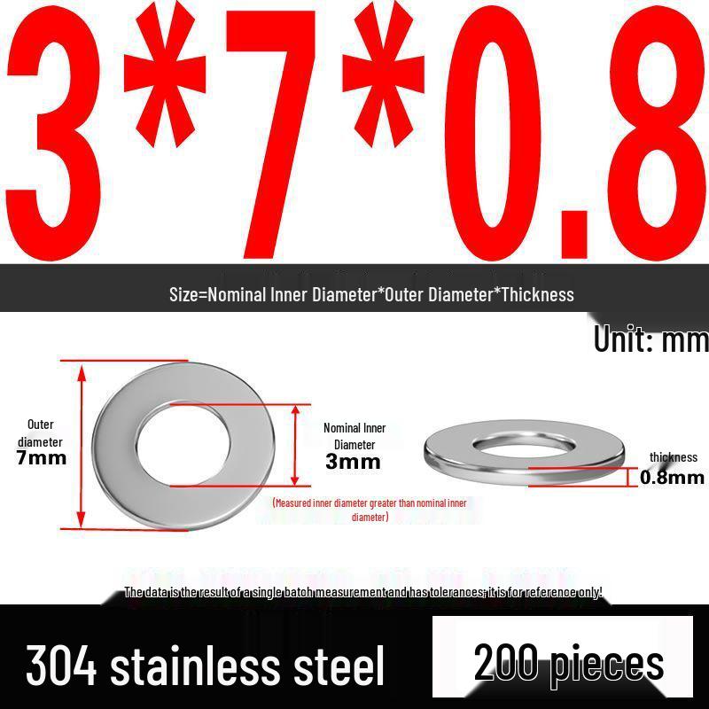 Thickened 304 Stainless Steel Flat Washer Spacer (M2-M36)