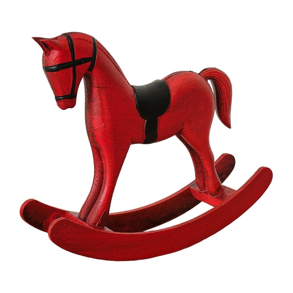 Rocking Horse Figurine European Retro Desktop Old Ornaments Home Decoration Wooden Crafts For Home Cabinet New Year Decoration