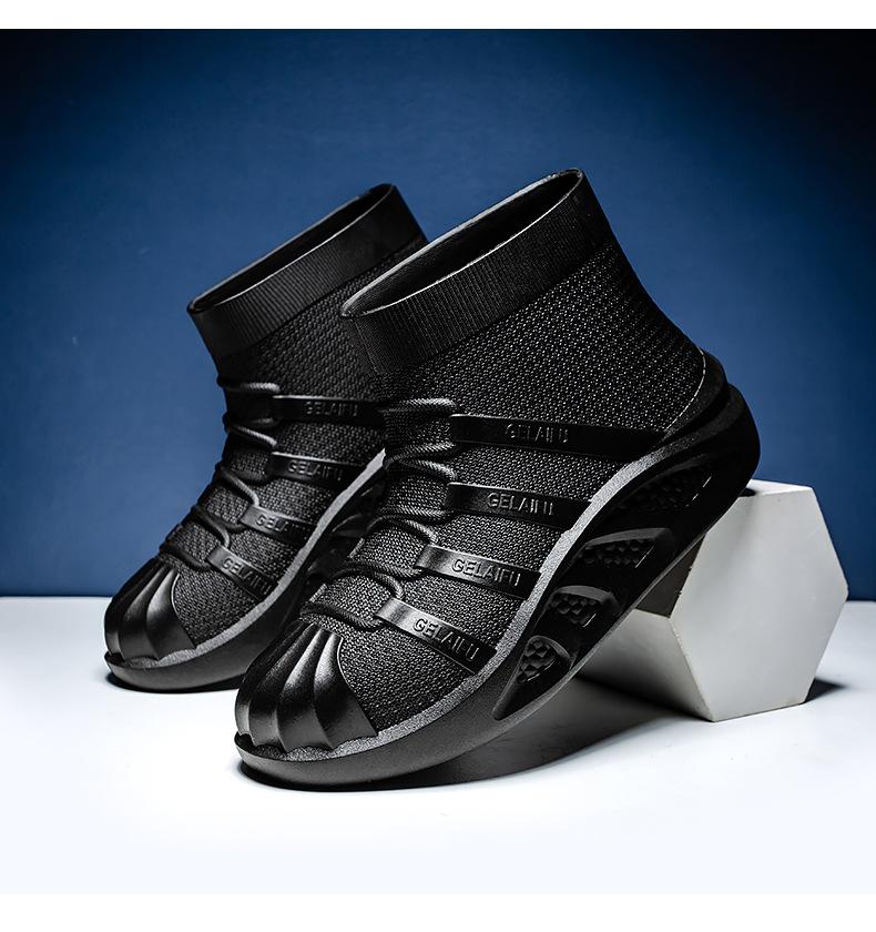 

Waterproof shoes Men s short rain shoes Lightweight student platform water boots Non-slip velvet rain boots Fashion work rubber shoes 39 чорний