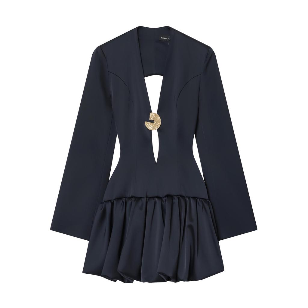 European and American Women's Fashion Casual Balloon Silhouette Mini Dress