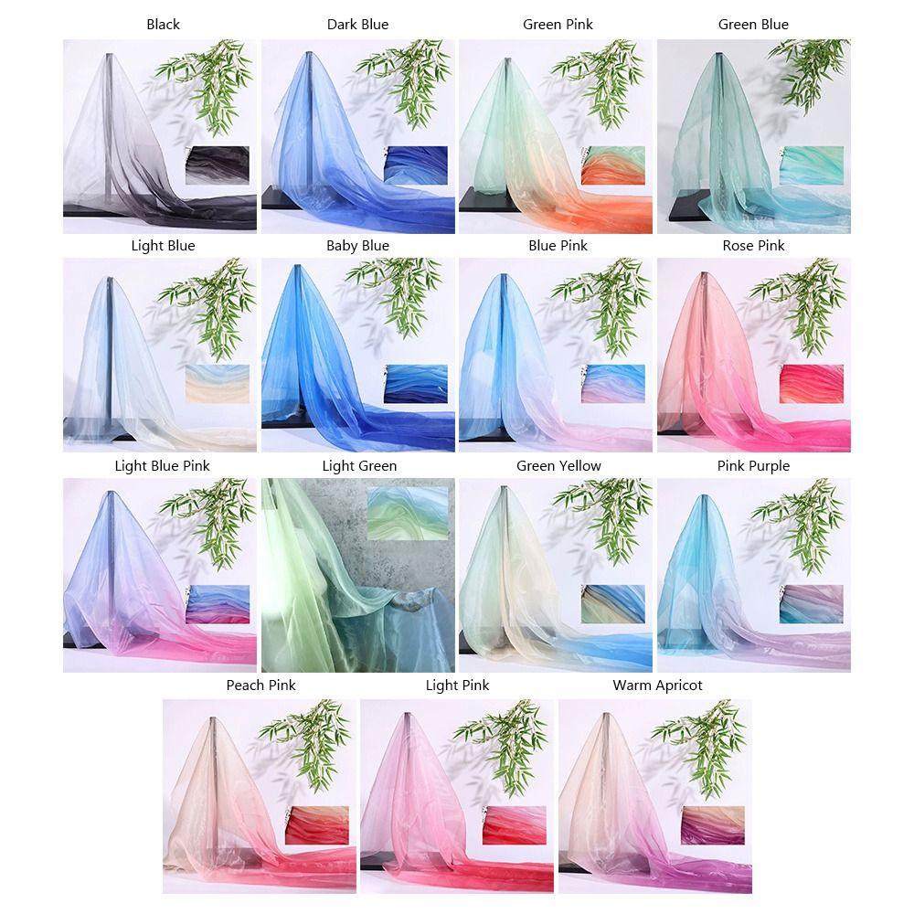 1 Yard/Width 140cm Organza Fabric Colorful Gradient Transparent Texture Voile Gauze Transition Color Mesh Fabric Designer Fabric