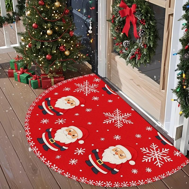 1Pcs Santa Snowflake Semi Circle Welcome Doormat Non-Slip for Outdoor Patio Porch Kitchen Bathroom Entryway Floor Mat