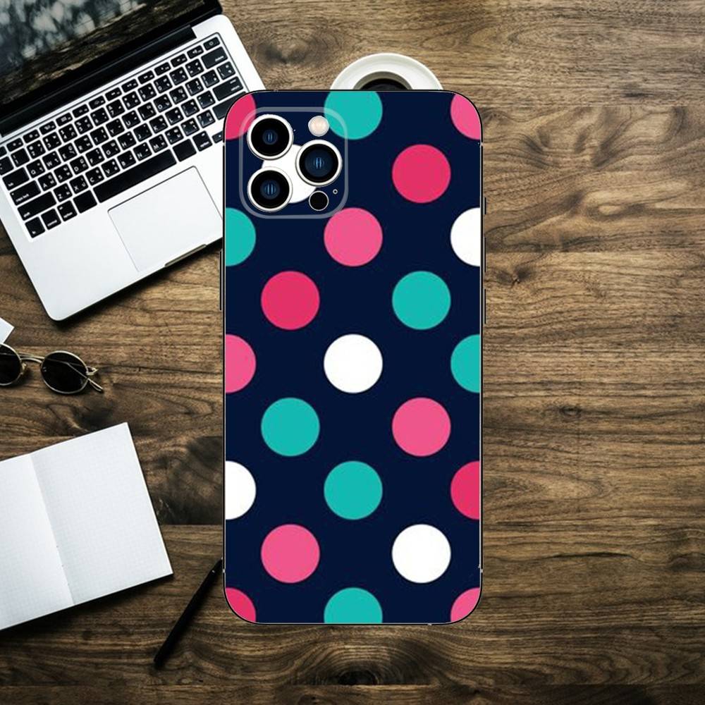 Color Polka Dot Phone Case For iPhone 16,15,14,13,12,11,XS,XR,X,8,7,Pro,Max,Plus,mini Silicone Black Cover