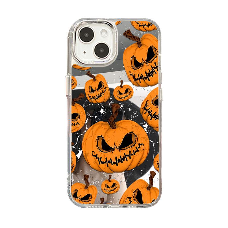 Halloween Pumpkin for iPhone17ProMax Mobile Phone Case Niche Large Hole 15/16 Apple 14 Makeup Mirror
