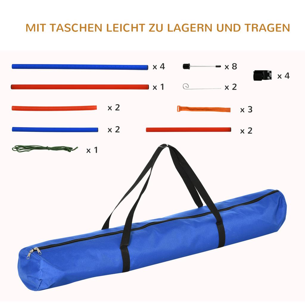 Dog Agility Training Equipment, Agility Exercise Set, Dog Agility Set, Slalom Hurdle Jump Ring for Dogs, 3-in-1 Dog Sports Training Course, Blue+Red