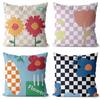 New Checkerboard Floral and Plant Printed Pillowcase, Peach Skin Velvet Digital Printed Home Pillow, Waist and Back Support