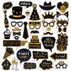36pcs Happy Birthday Party Photo Booth Props Shimmer Powder Funny Glasses Lips Hat DIY Photo Shoot Prop Photobooth Accessories