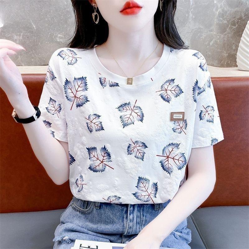 Women's Fashion Casual Summer Spring Short Sleeve O-Neck Blouses & Shirts