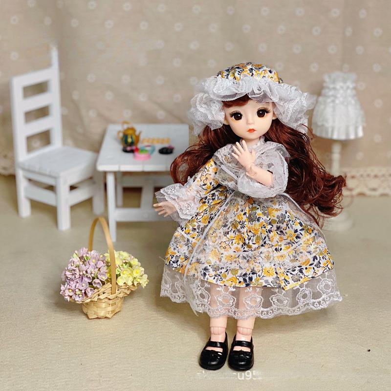 30CM Mini Bevegelig Leddet Dukke Jenter Leketøy 3D Big Eyes BJD Princess Full Drakter Kjoler Samling Barnedukkegave