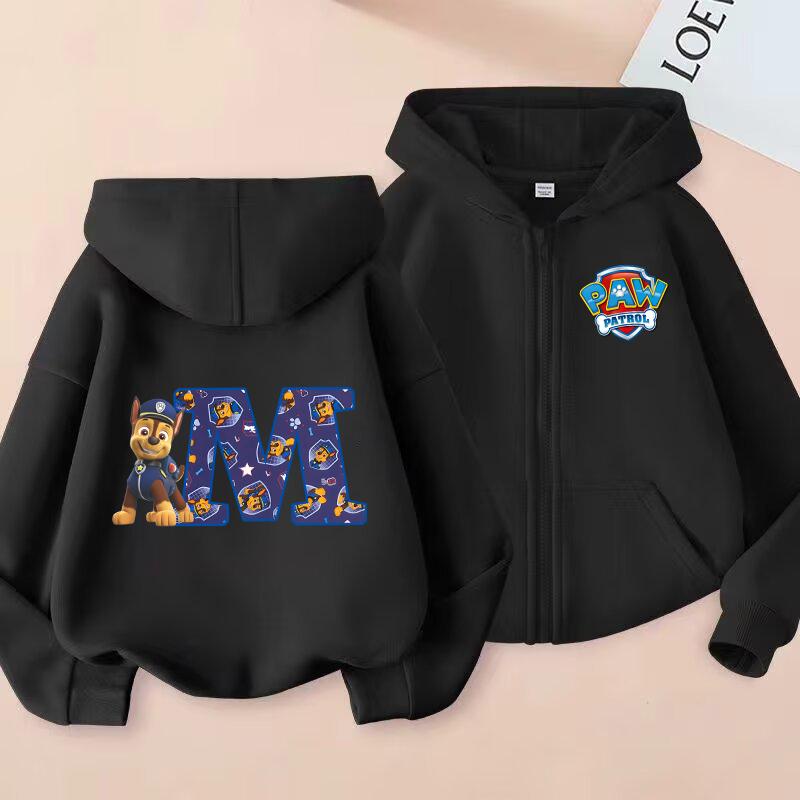 PAW Patrol Child Cardigan Hooded Jacket Cartoon Chase Letters A-Z Printed Polyester Outerwear Summer Casual Clothing Kids Gifts