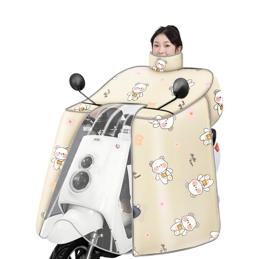 Winter Fleece Electric Vehicle Windshield Full Cover Windproof Cape