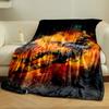 A Soldier Mid-action Surrounded by Fiery, Explosive Orange Effects. for All Seasons Blanket Lunch Break Throw Gift