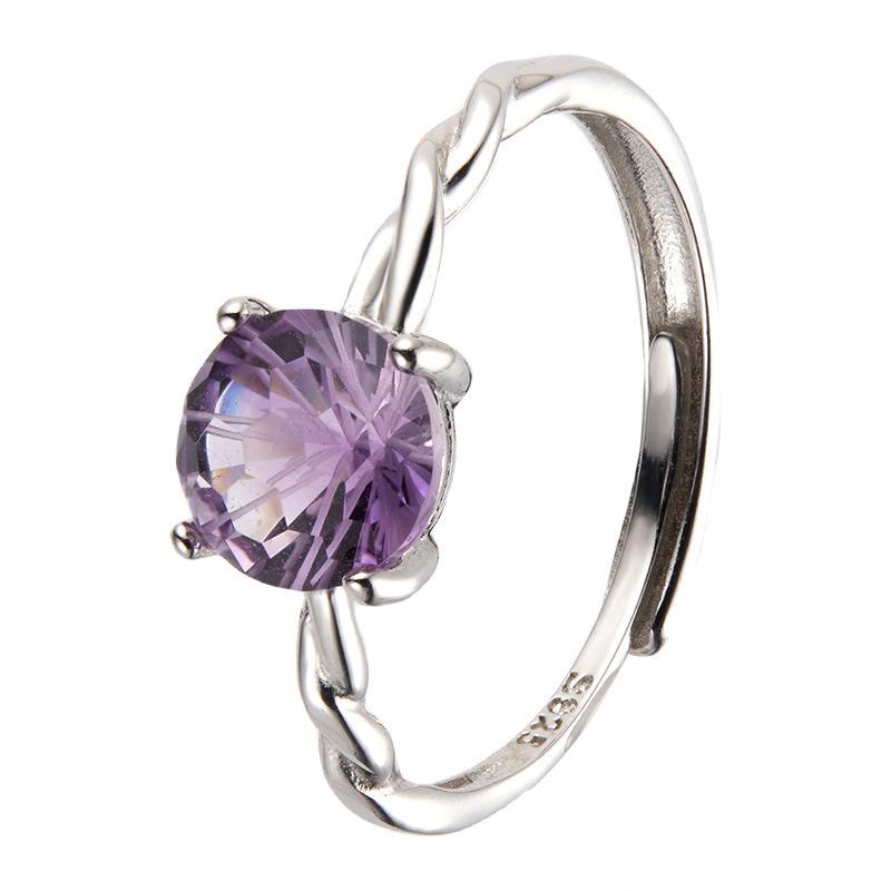 The Wind Does Not Fade, Niche High Sense S925 Sterling Silver 18K Natural Citrine Amethyst Color Treasure Fortune Live Ring