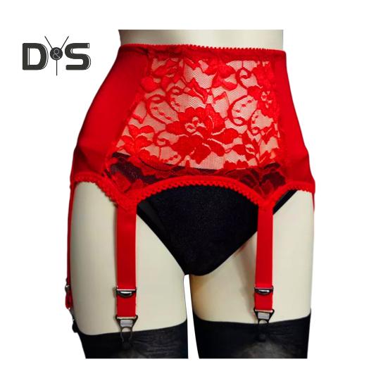 

Женские подвязки с 6 лапками, прозрачные, кружевные, с цветочной вышивкой, с высокой талией, эластичные чулки для вечеринок и медового месяца XXL красный