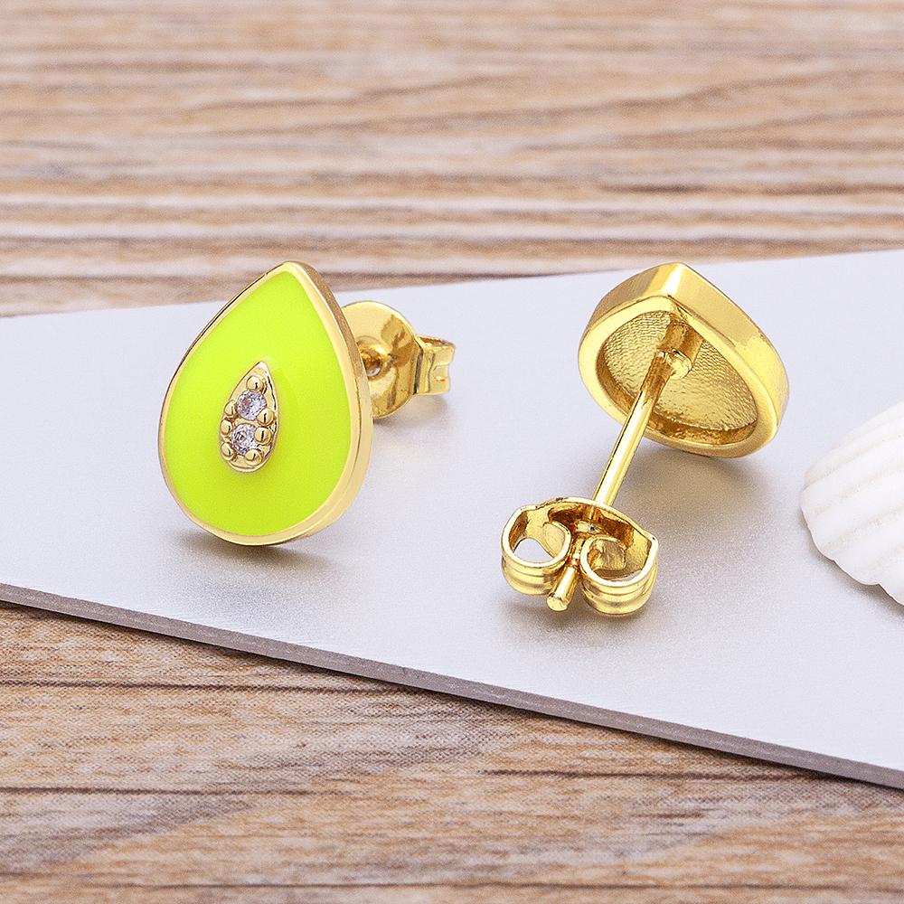 New Arrival Water Drop Shape Colorful Drip Oil Cute Delicate Stud Earrings for Women Summer Beach Enamel Party New Year Jewelry