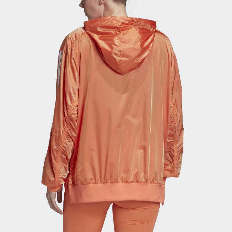 Adidas Originals X Fiorucci Collaboration Half-Zip Hooded Windbreaker Jacket Women Jackets Coral-Pink FL4137