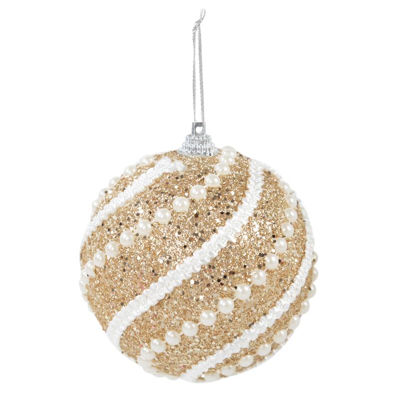 2/4Pcs 8cm Christmas Balls Glitter Xmas Tree Hanging Foam Bauble Pendant Ornaments Christmas Decoration For Home 2024 Navidad