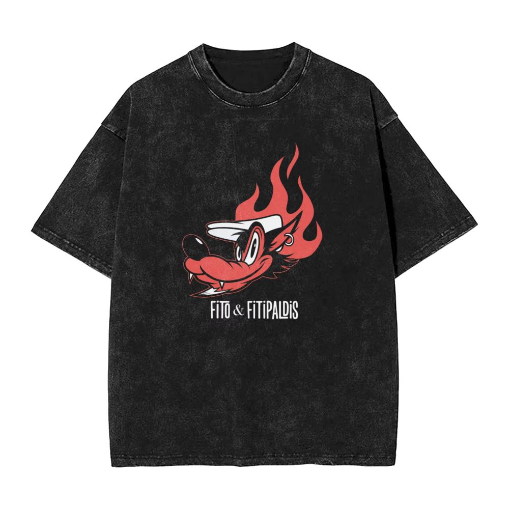 Oversized Washed TShirts Fitos Fitipaldis Band Loose TShirts Popular Tee Shirt for Men Women Summer YK Retro Printed Clothes