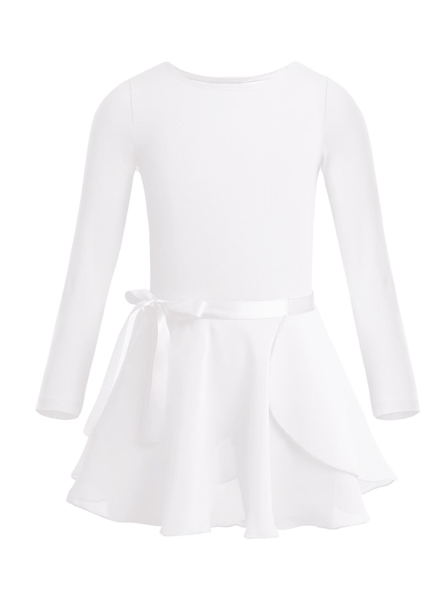 HULIJA Kinderen meisjes katoen lange mouwen ballet dans gymnastiek turnpakje met chiffon rok outfit set 12-14 Years