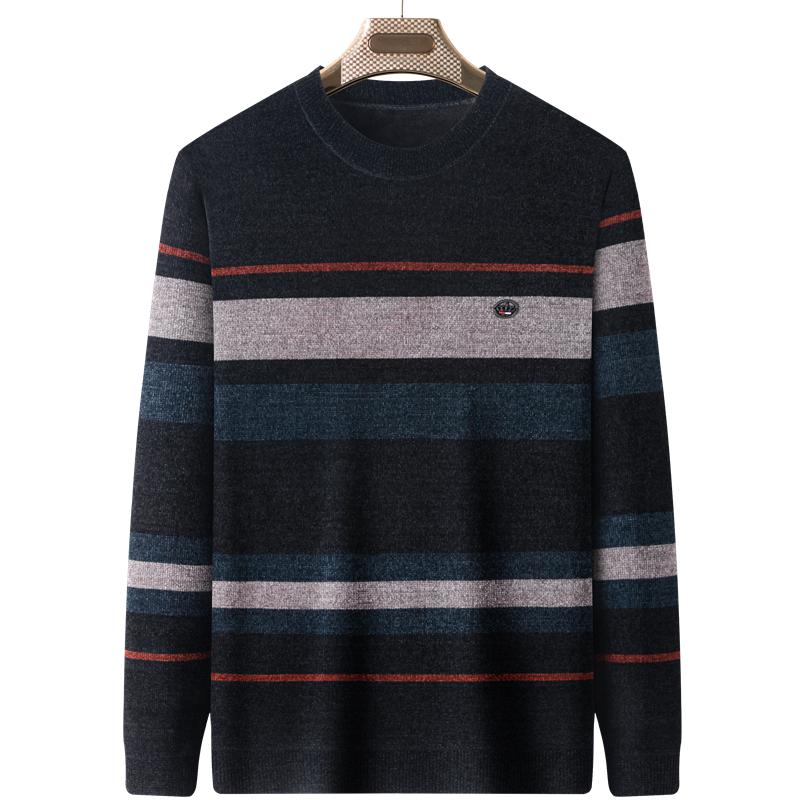 Men's Plus Velvet Thickened Chenille Sweater: Warm Winter Knitwear for Middle-Aged and Elderly Dads